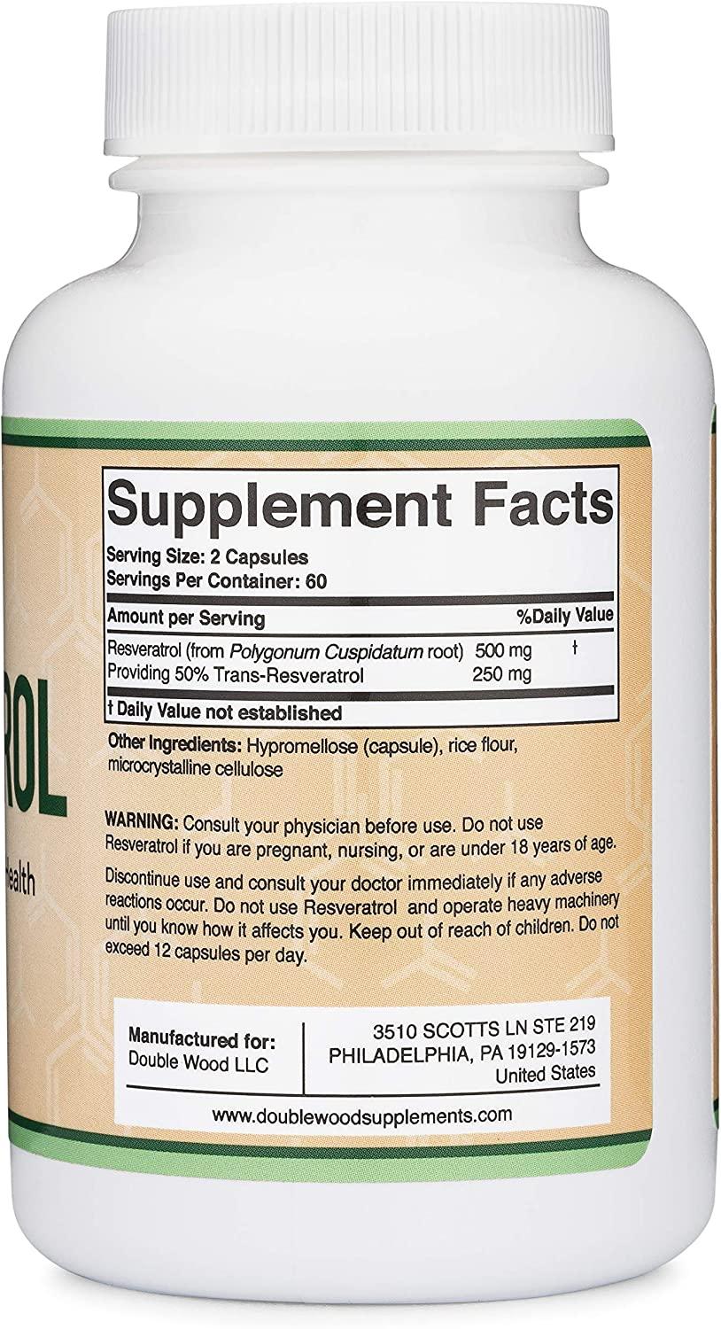Resveratrol From Polygonum Cuspidatum Root Extract Resveratrol 500mg 120 Capsules - Anti-Aging Support with Natural