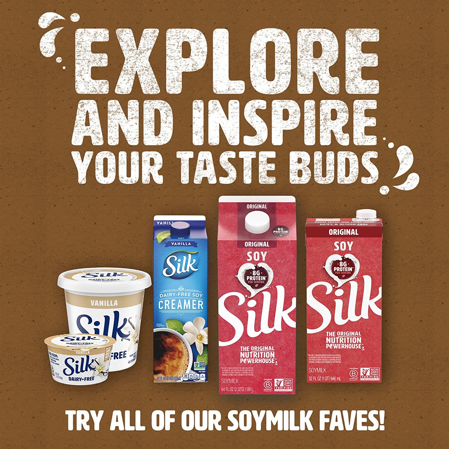 Silk Shelf-Stable Soy Milk Singles, Chocolate, Dairy-Free, Vegan, Non-GMO  Project Verified, 8 Fl oz (Pack of 18)