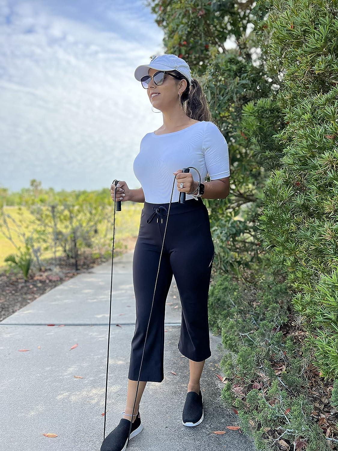 G4Free Capri Pants for Women Bootcut Yoga Capris with Pockets High Waisted Bootleg Casual Work Crop Pants (Khaki,M,22