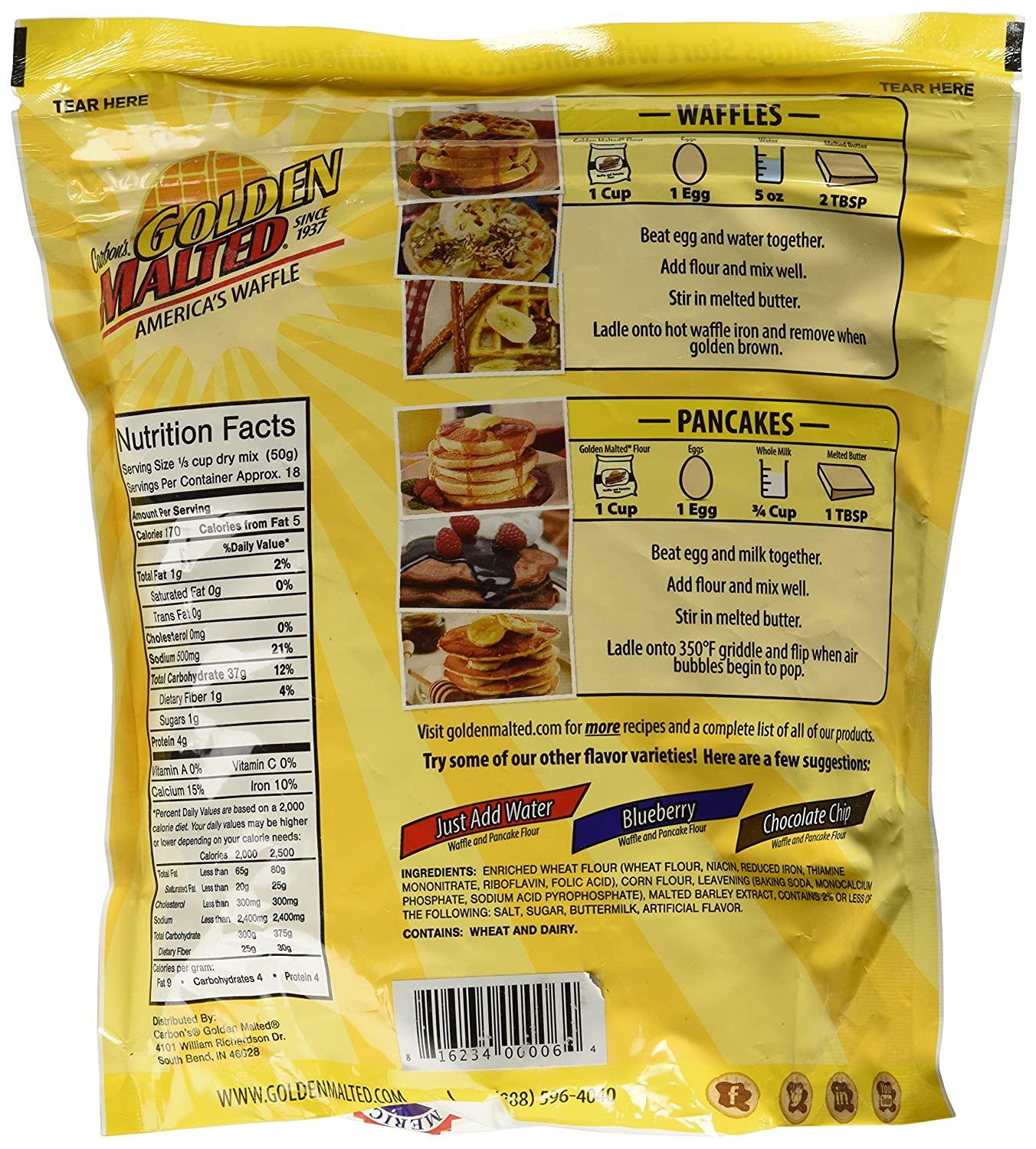 Carbon's Golden Malted Waffle & Pancake Flour 32oz Pack of 3