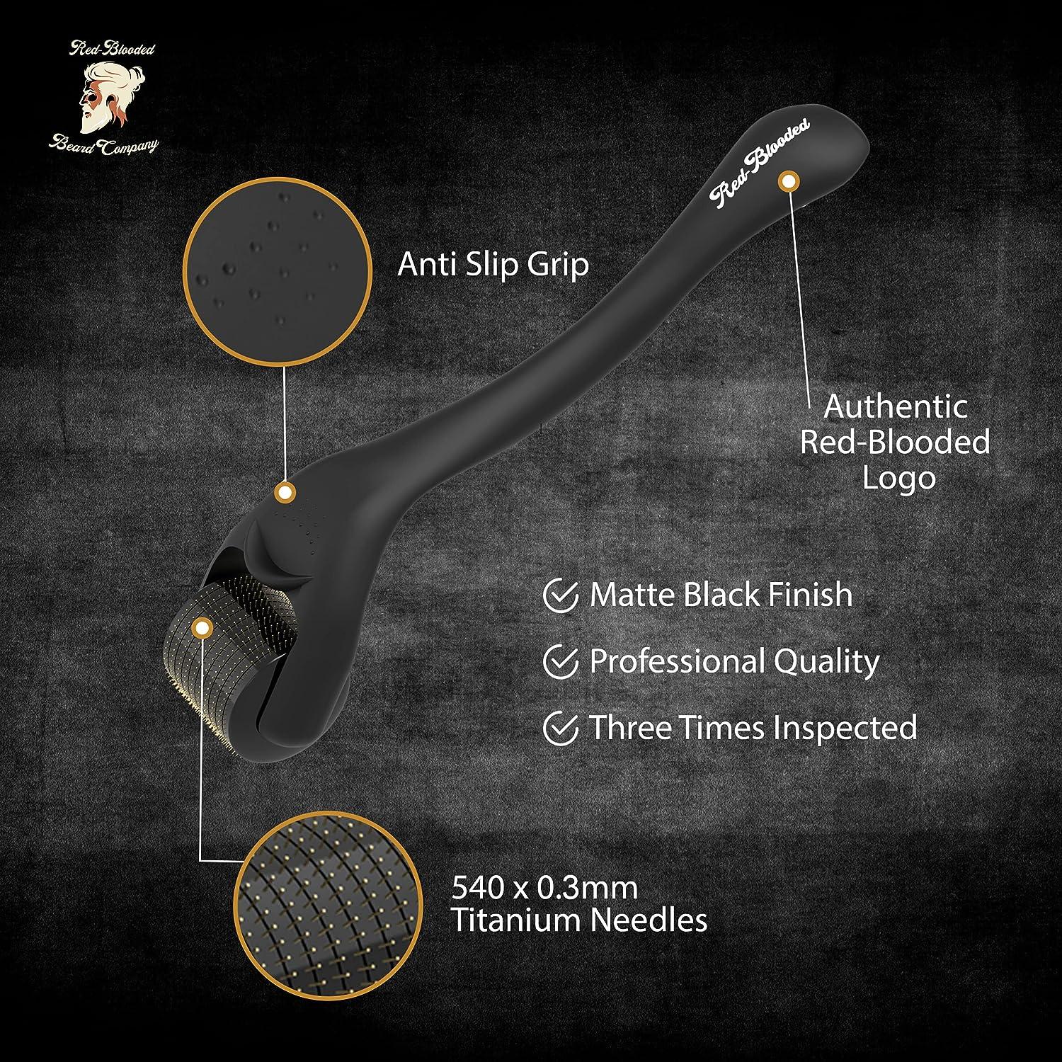 RedBlooded Beard Growth Roller 540 0.3MM Titanium Needles Derma