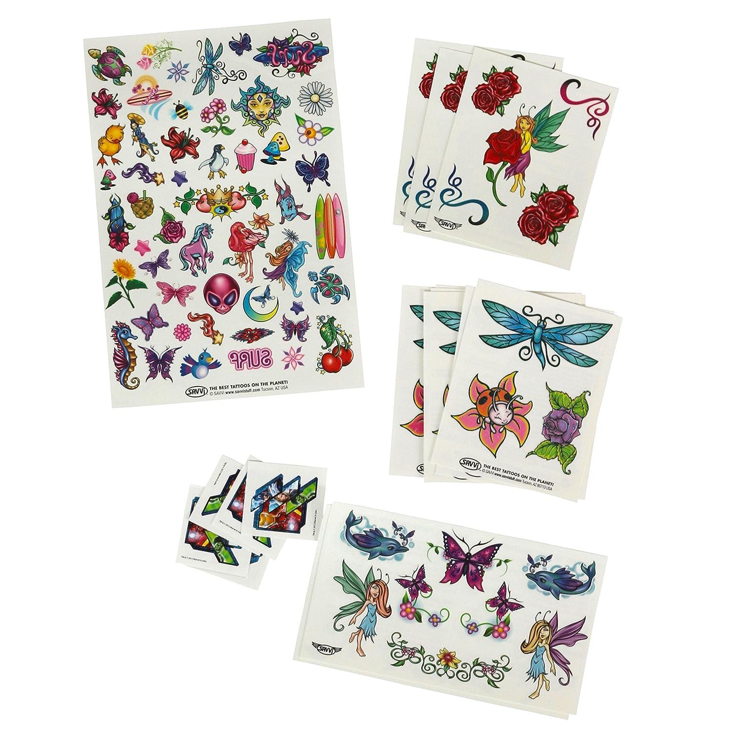 Savvi Mega Value Temporary Tattoo Kit 625 Fake Tattoos for Toddlers