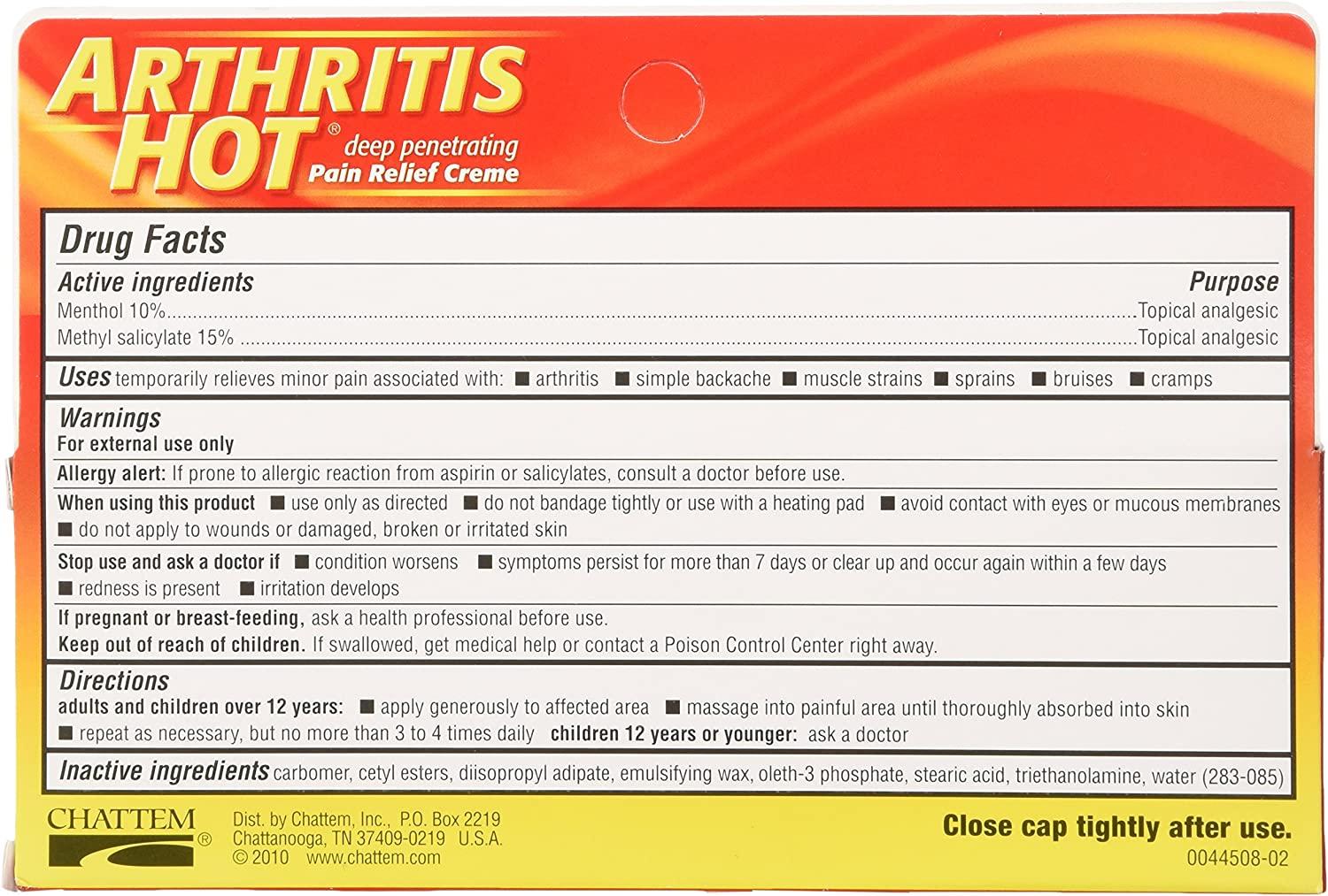 Arthritis Hot Pain Relief Creme 3 Ounce (Pack of 6)