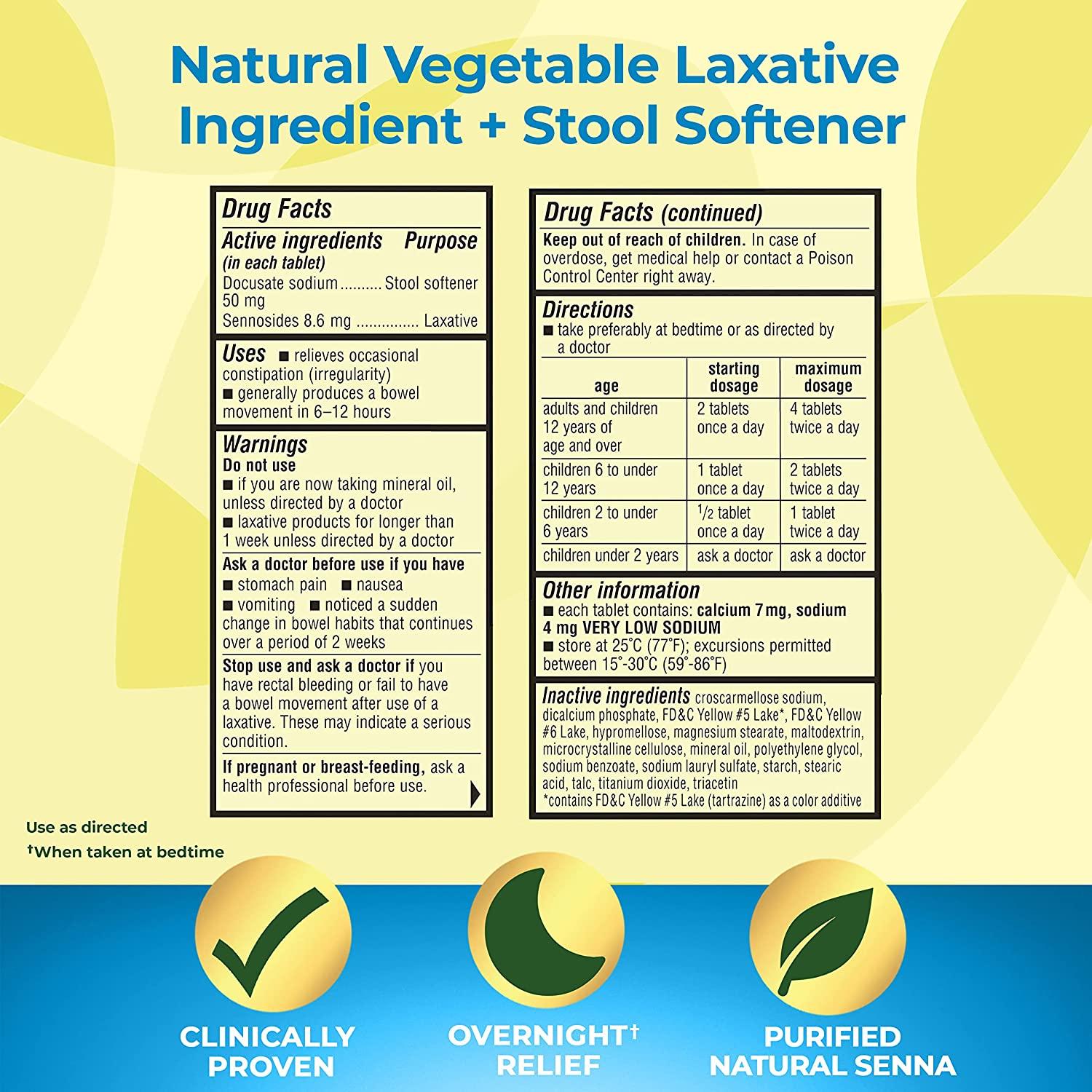 SenokotS Dual Action Stool Softener & Laxative Tablets 60 ct for