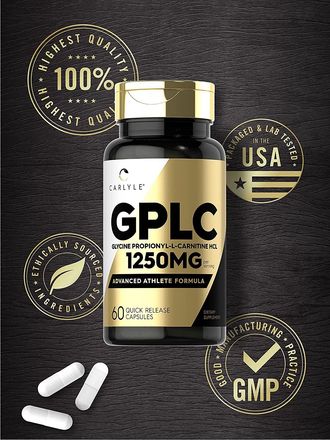 GPLC 1250 mg 60 Capsules NonGMO Gluten Free High Potency Glycine PropionylLCarnitine HCL
