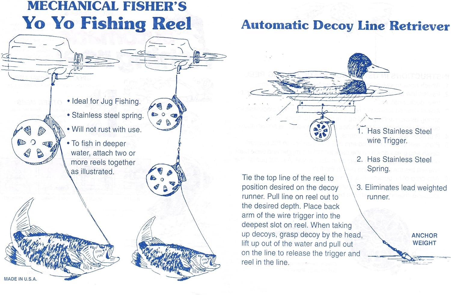 2 Mechanical Fisher's Yo Yo Fishing Reels -Package of 2 YoYos- Yoyo Fish  Trap