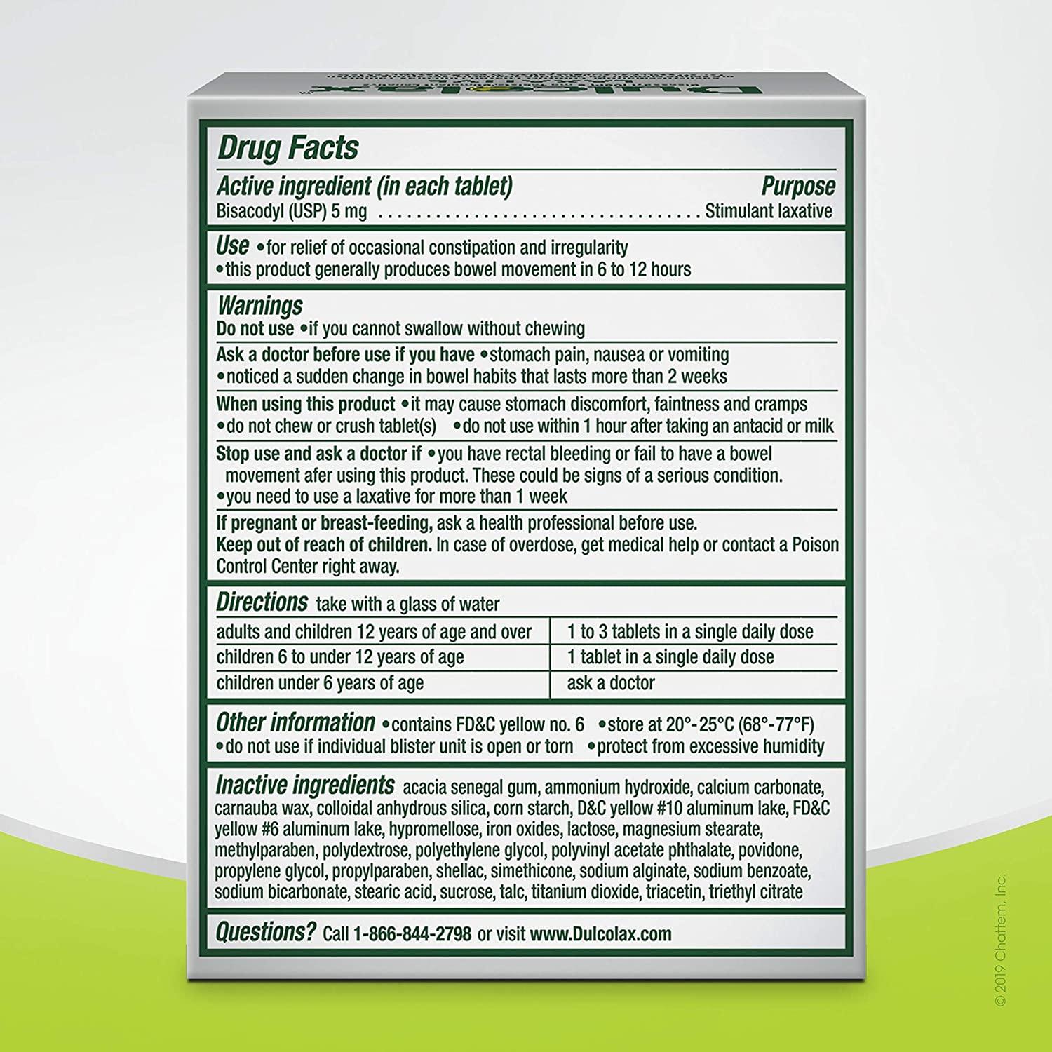 Dulcolax Stimulant Laxative Tablets (100 Count) Gentle Overnight