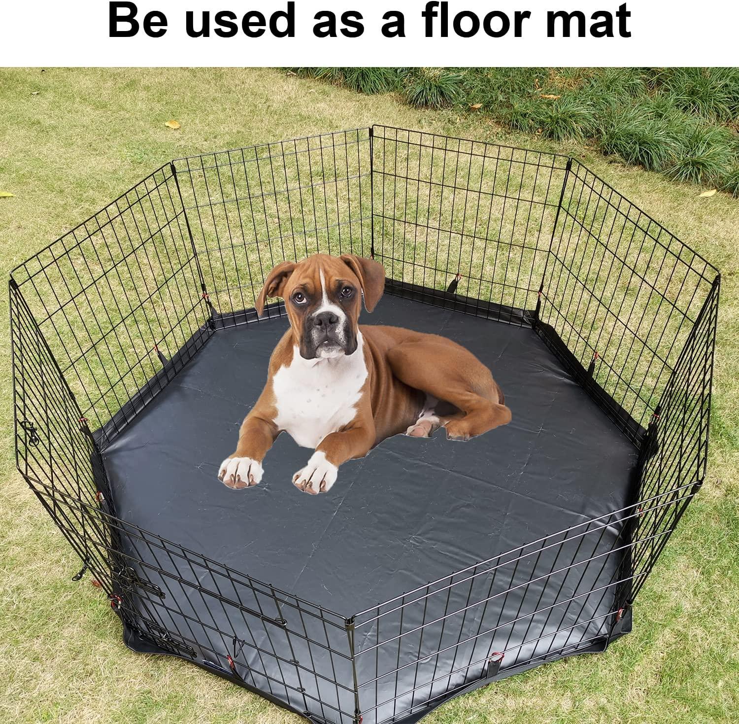 Dog Pen Rubber Mat Under Dog Crate LAOZZ 24 Inch Panel Black Dog