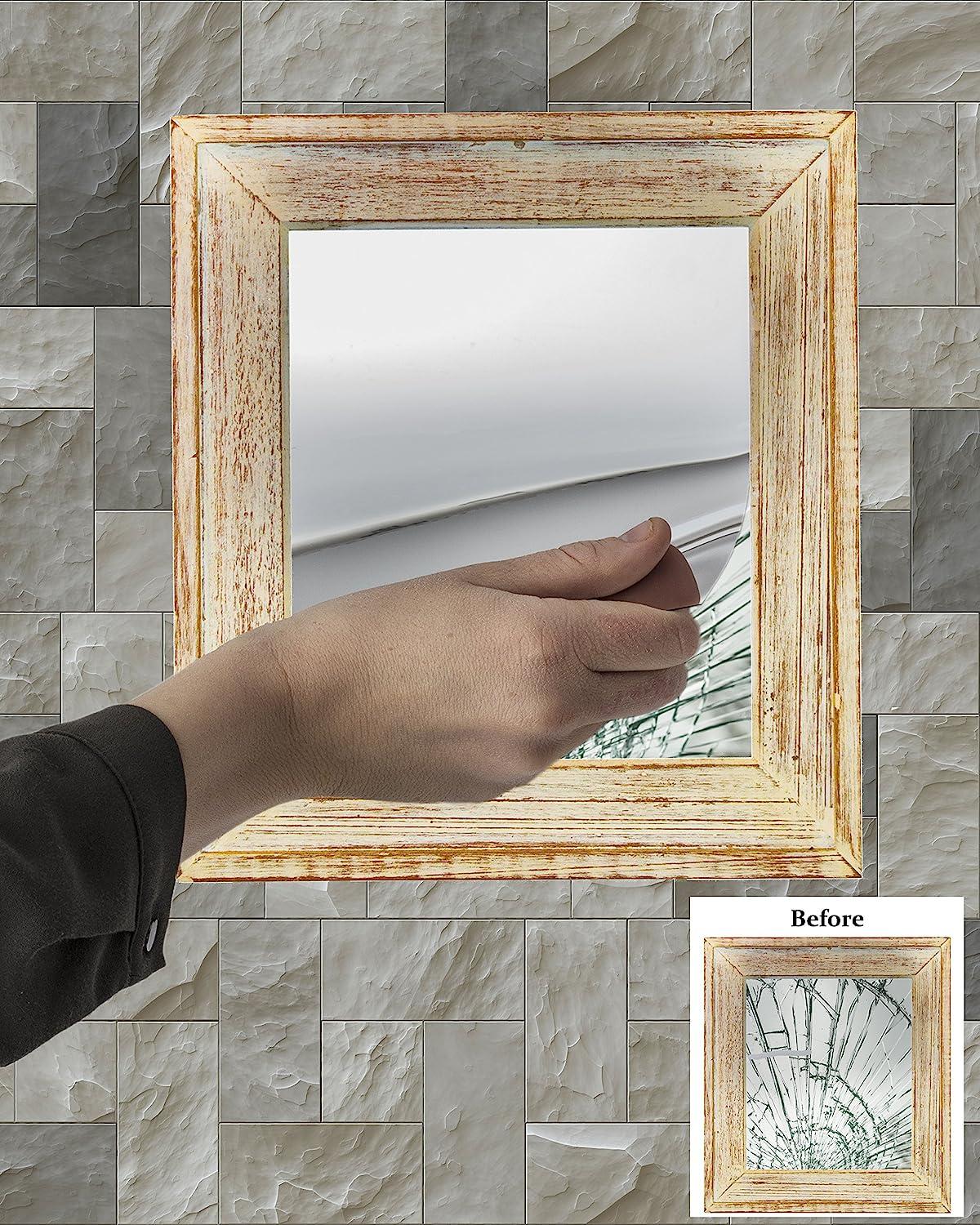 Q-BICS Flexible Adhesive Mirror Sheets 6 X 9 Soft Non Glass Cut