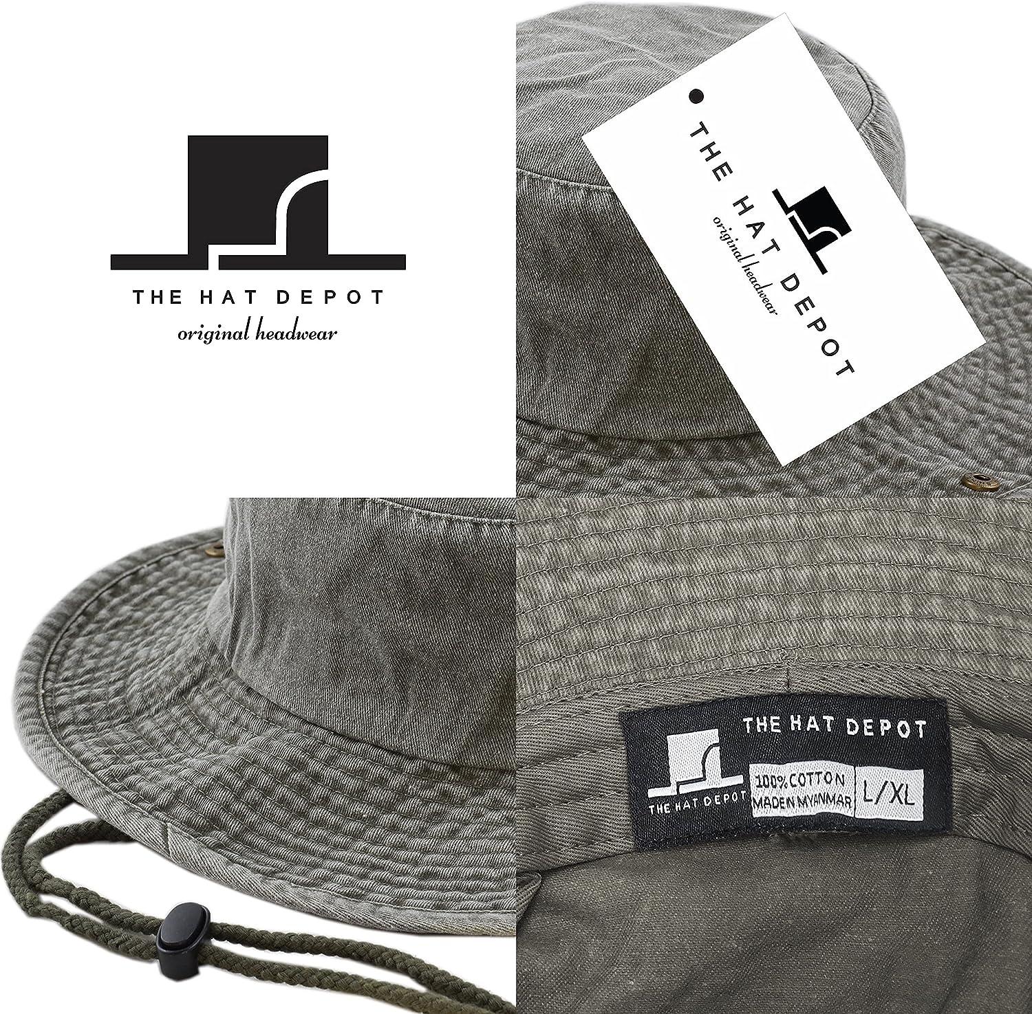 The Hat Depot Cotton Stone-Washed Safari Wide Brim Foldable Double-Sided Sun  Boonie Bucket Hat Large-X-Large 3. Pigment - Olive