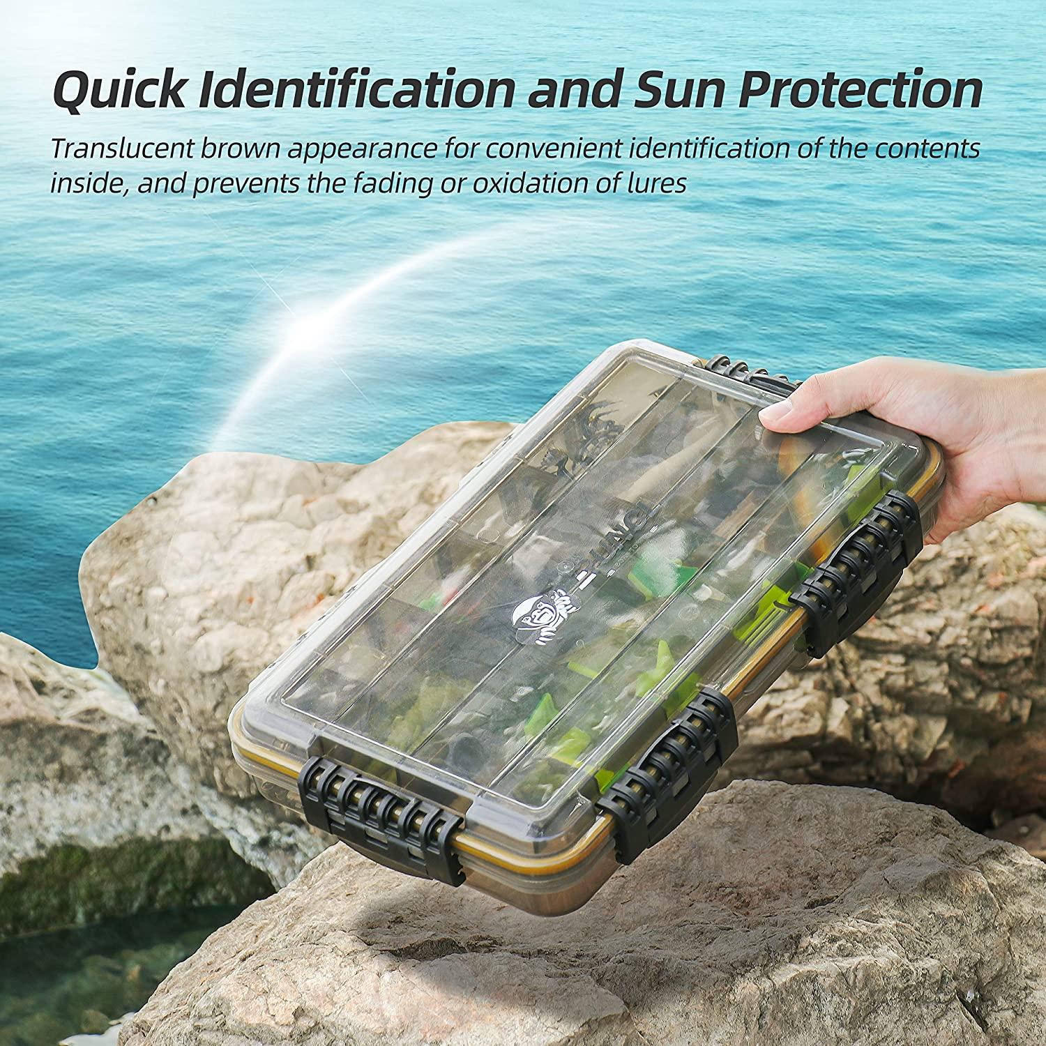 RUNCL Fishing Tackle Box, Waterproof Airtight Stowaway, 3600/3700 Tray