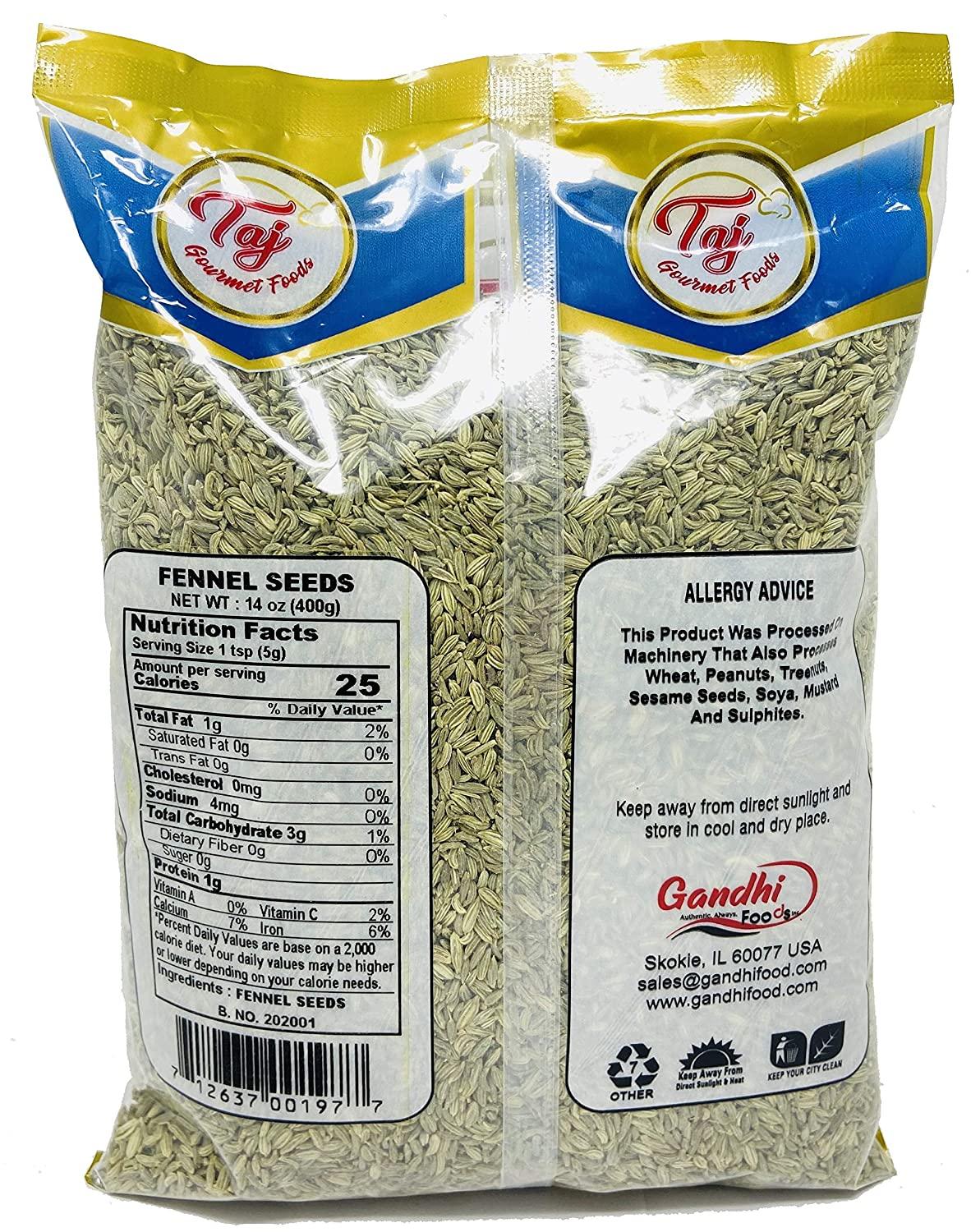 TAJ Fennel Seeds (Saunf) Whole Saunf 16 Ounce 14 Ounce (Pack of 1)