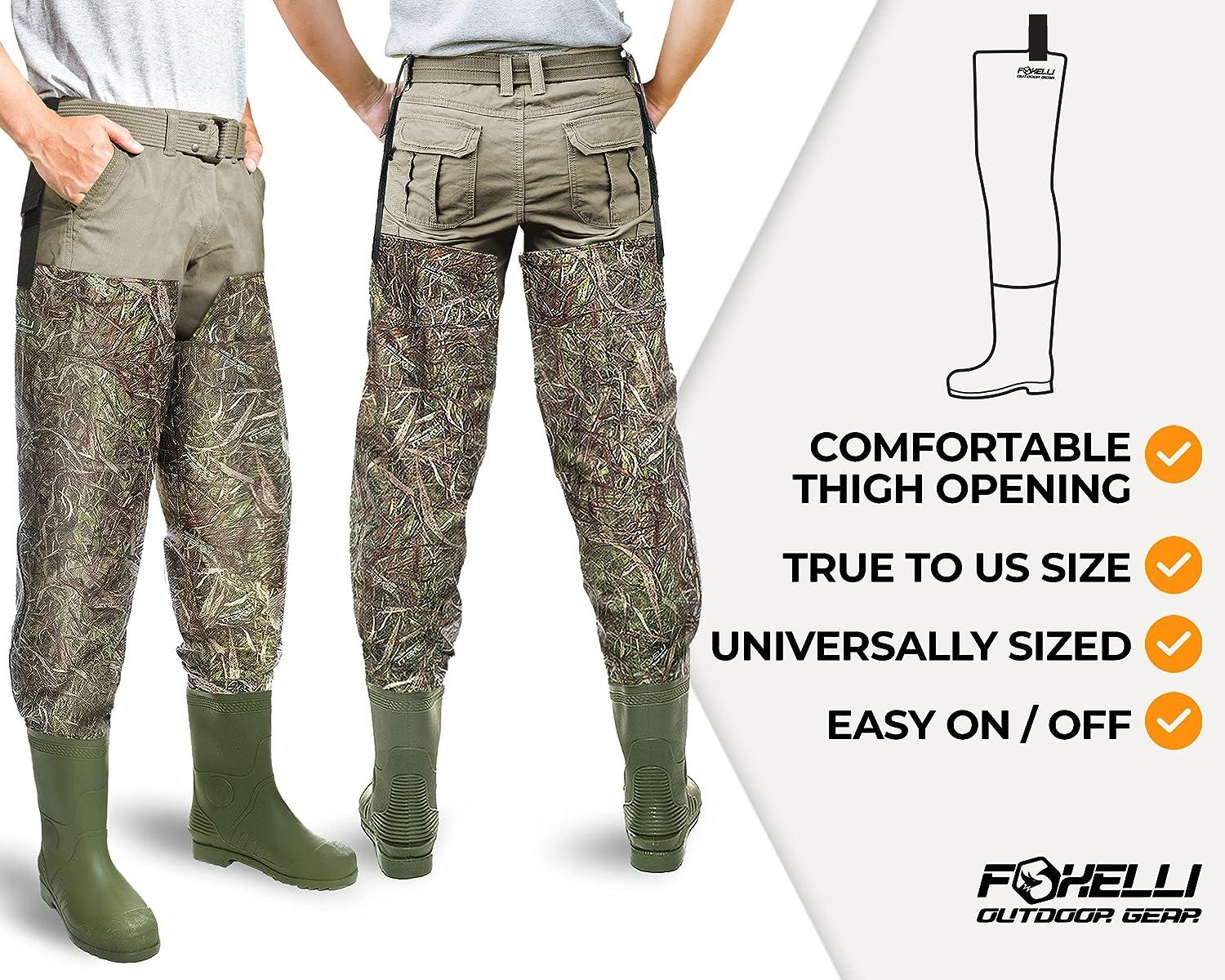 Foxelli Hip Waders Waterproof Camo Hip Waders for Men & Women with Boots  Lightweight Wading Hip Boots for Fishing & Hunting 11