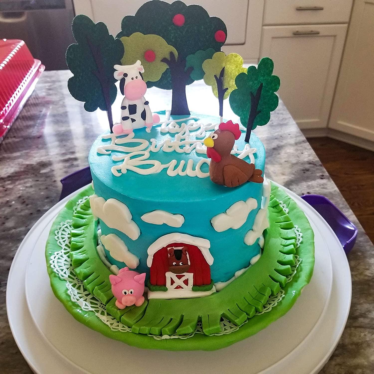 11 PCS JeVenis Farm Animal Cake Decoration Farm Animal Birthday ...