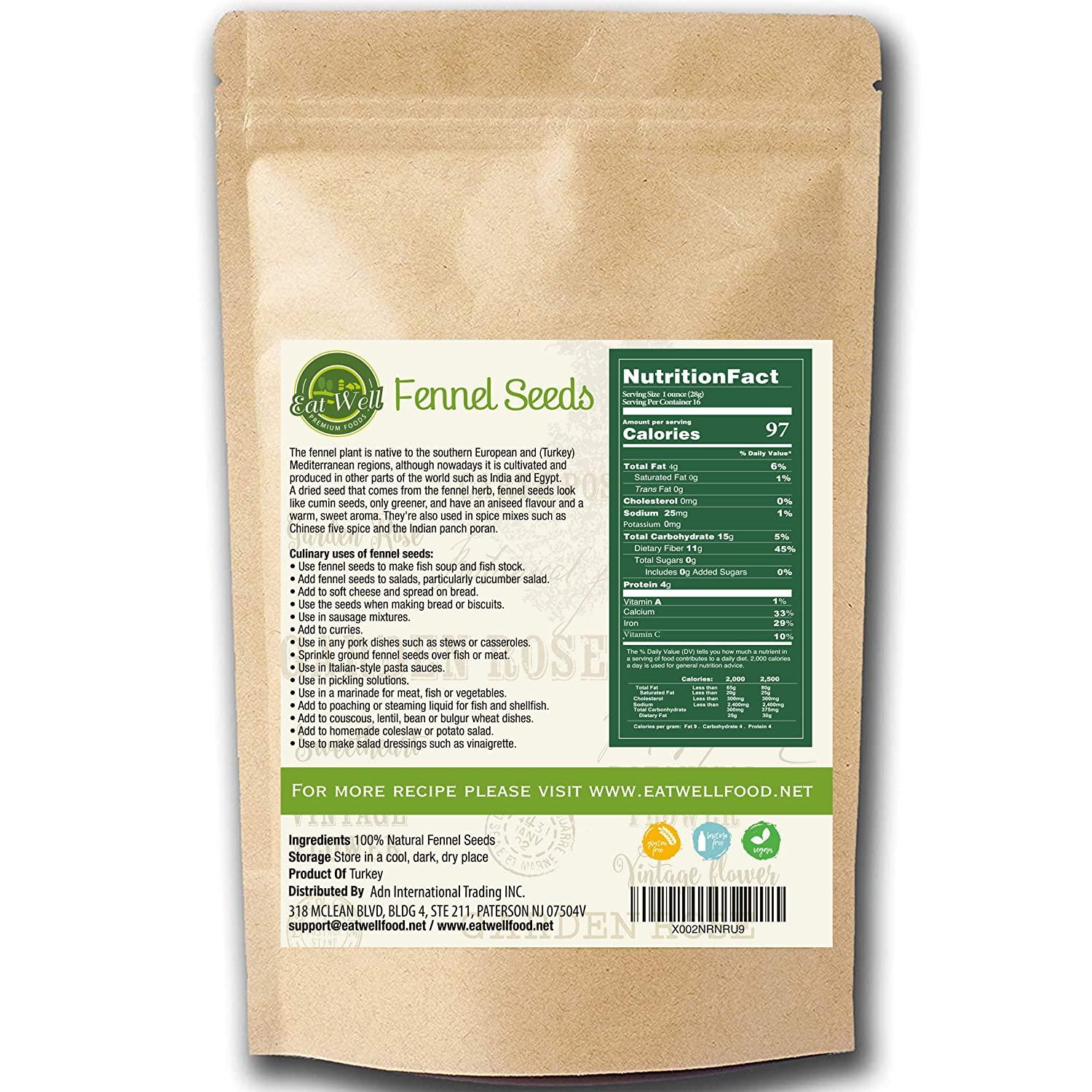 Eat Well Premium Foods Fennel Seeds 1.5 lb (24 oz) Bulk Whole Seed