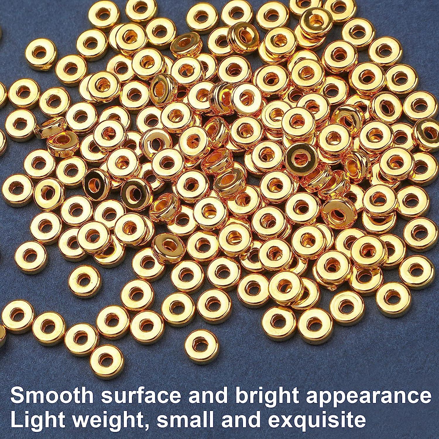 1500pcs 6mm Gold Flat Round Spacer Beads Disc Loose Jewelry Making Beads  for DIY Bracelet Necklace Earring Craft Supplies