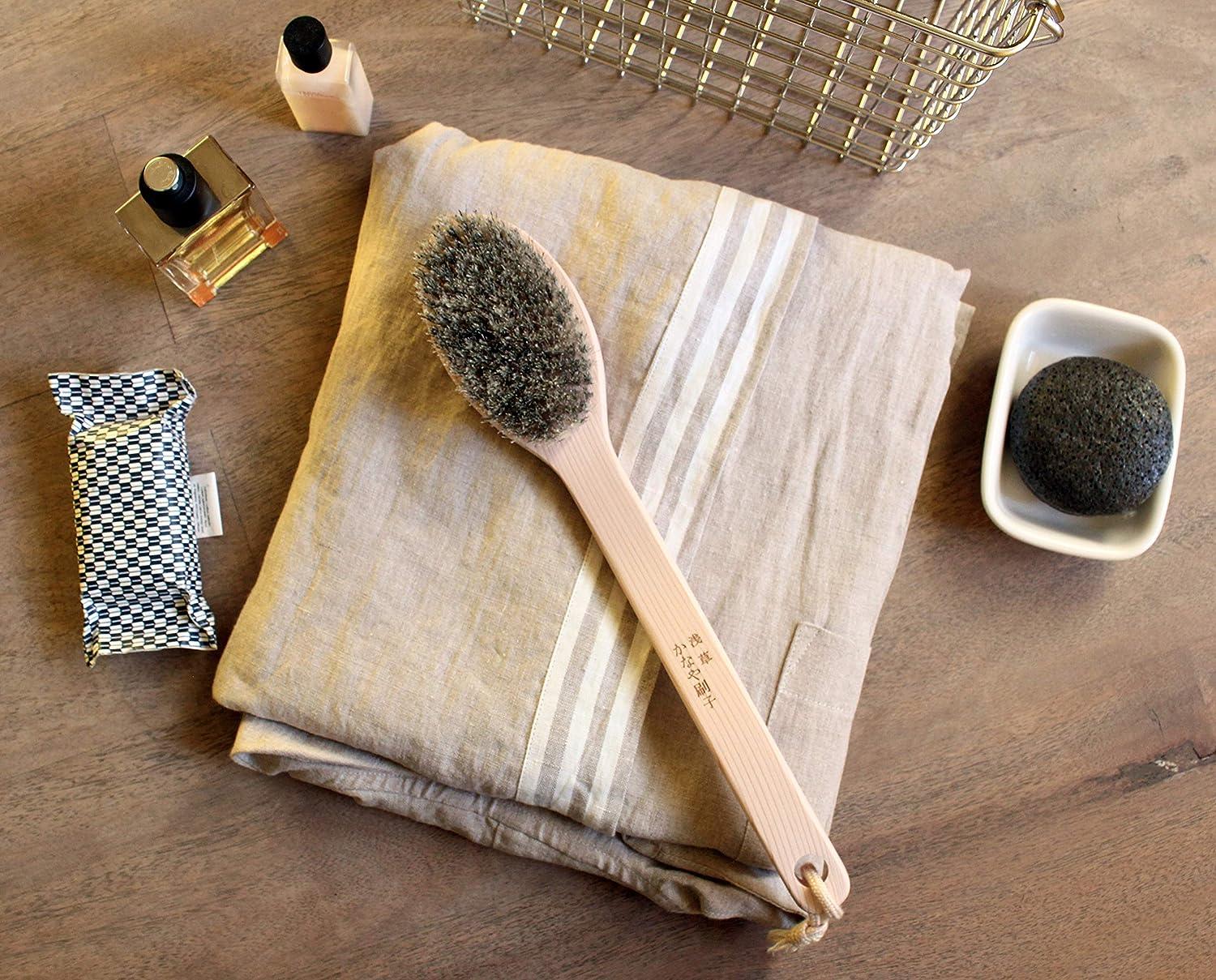 Japanese Body Brush for Bath or Dry Brushing Exfoliation & Cellulite Treatment Long Handle