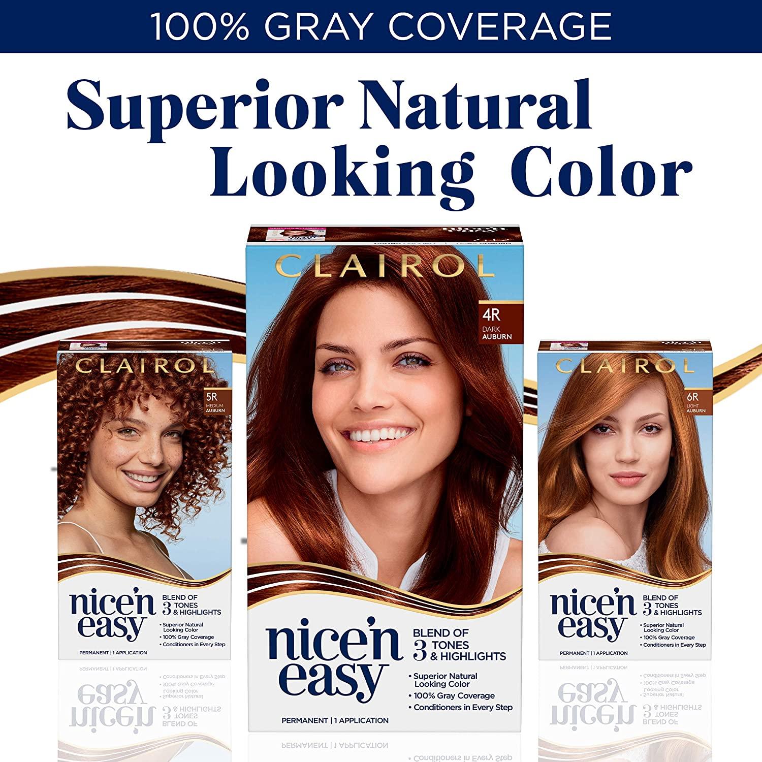 Clairol Nice'n Easy Permanent Hair Dye, 5R Medium Auburn Hair Color, Pack  of 1 5R Medium Auburn Pack of 1