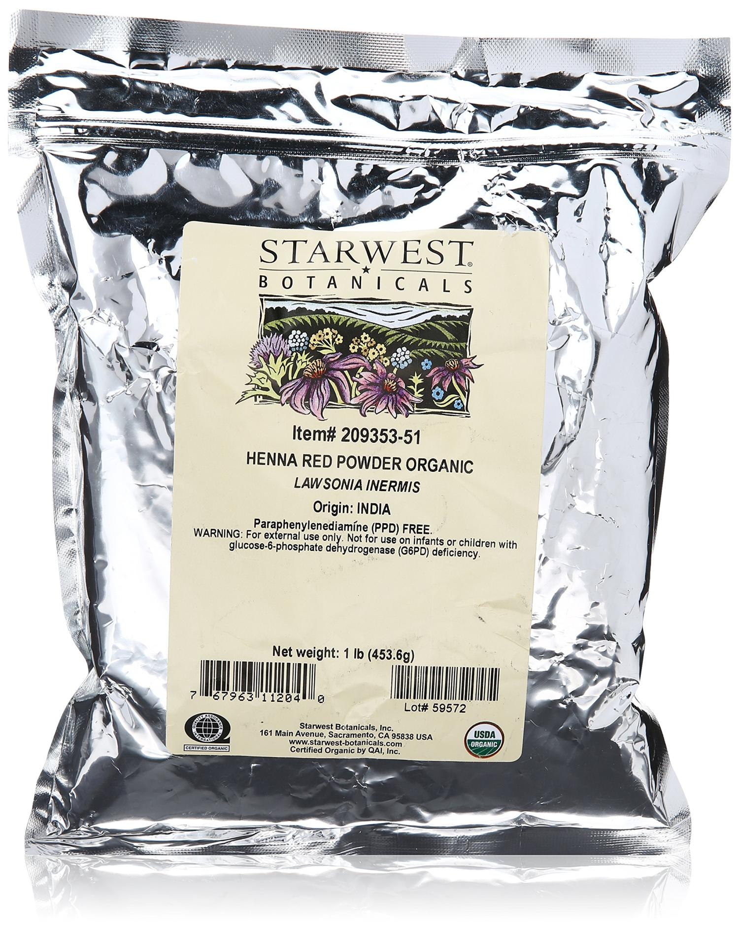 Starwest Botanicals Organic Red Henna Powder 1 lb Natural Hair