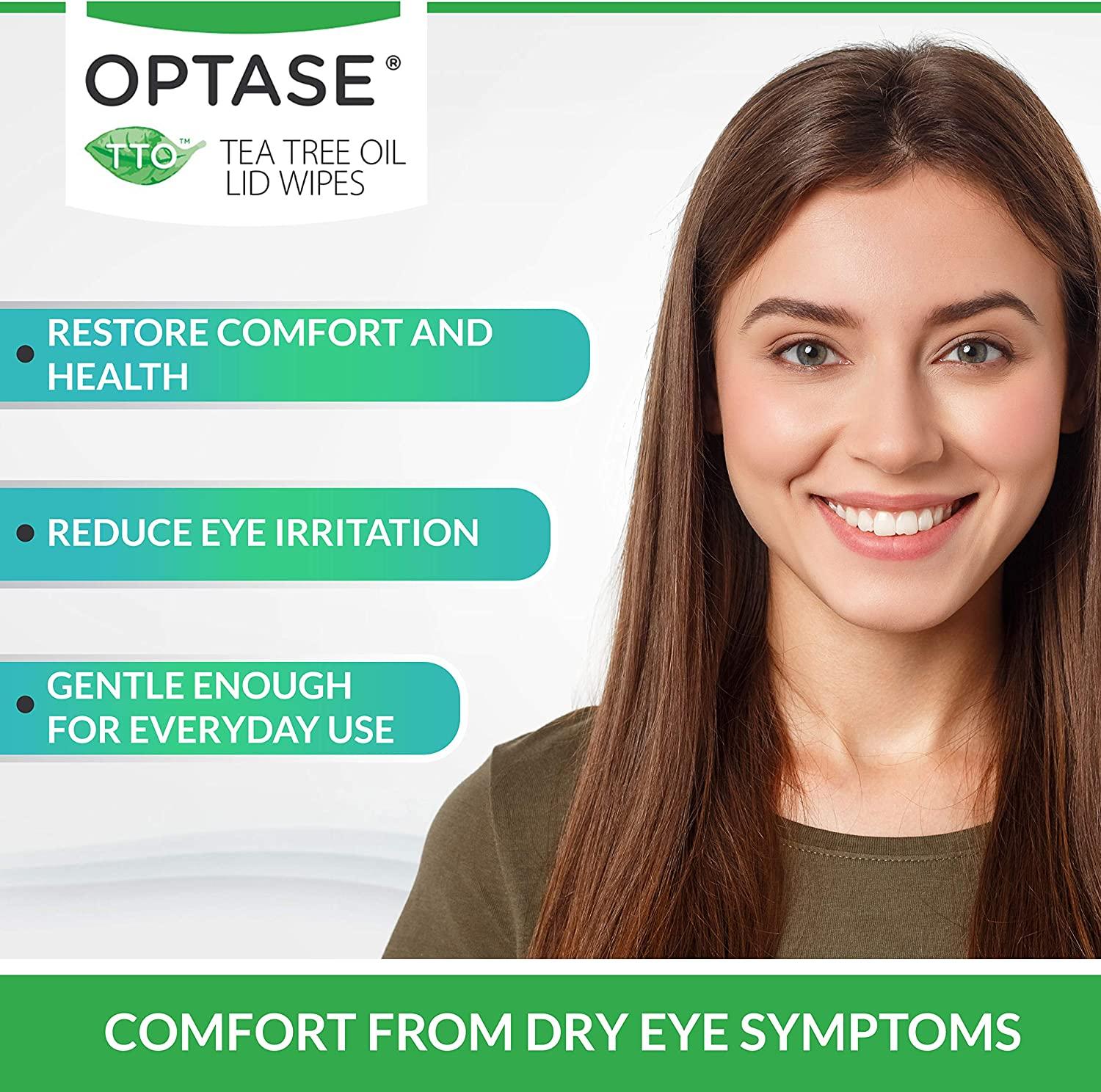 OPTASE Tea Tree Oil Eyelid Wipes Eyelid Cleansing Wipes for Dry Eyes
