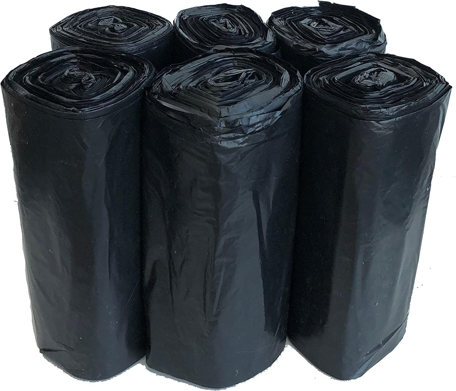 RW Clean 55 Gallon Trash Bags, 100 Heavy-Duty Garbage Can Liners - Fits 55-60 Gallon Trash Cans, Stretchable, Black Plastic Bin Liners, with Star
