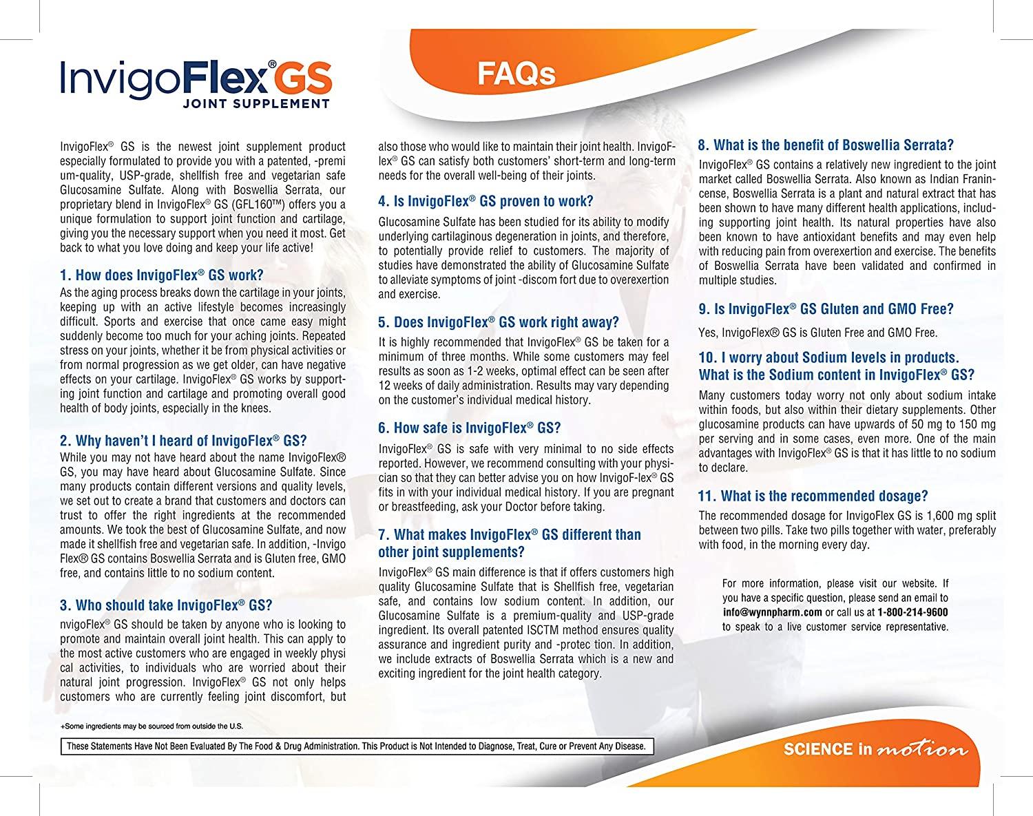 InvigoFlex GS Glucosamine Sulfate (Shellfish Free, Sodium Free