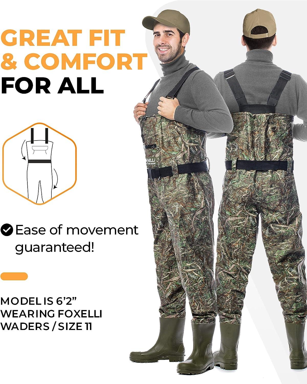 Foxelli Chest Waders Camo Hunting Fishing Waders for Men and Women
