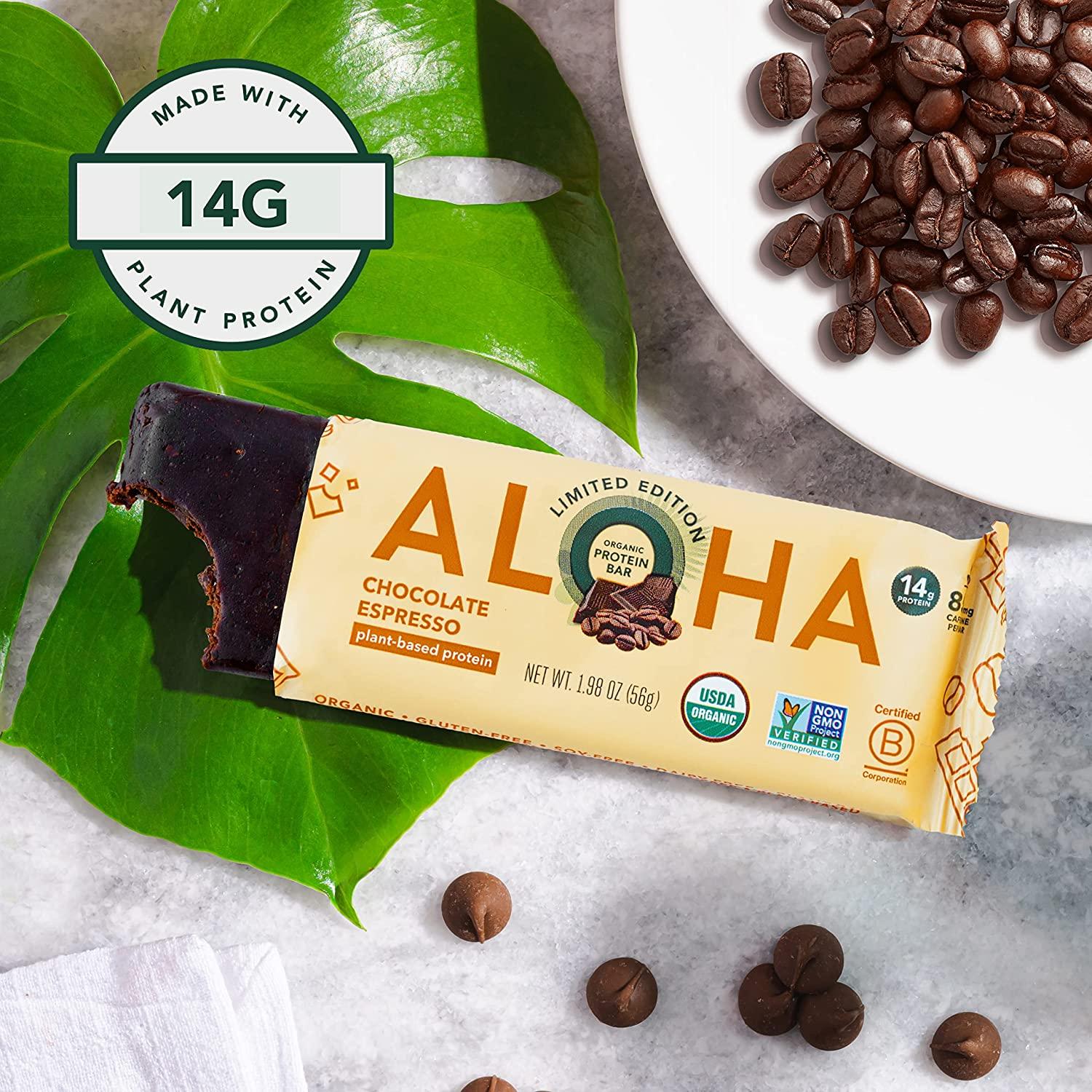 ALOHA Organic Plant Based Protein Bars Chocolate Espresso (85mg