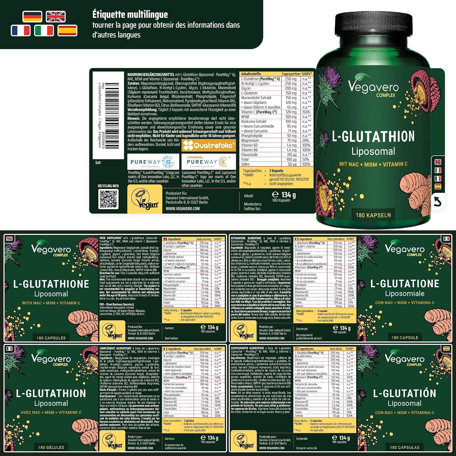 GLUTATHION Liposomal & R duit | 180 G lules | Avec Pr curseurs : NAC Vitamine C GLUTATHION Liposomal & R duit | 180 G lules | Avec Pr curseurs : NAC Vitamine C