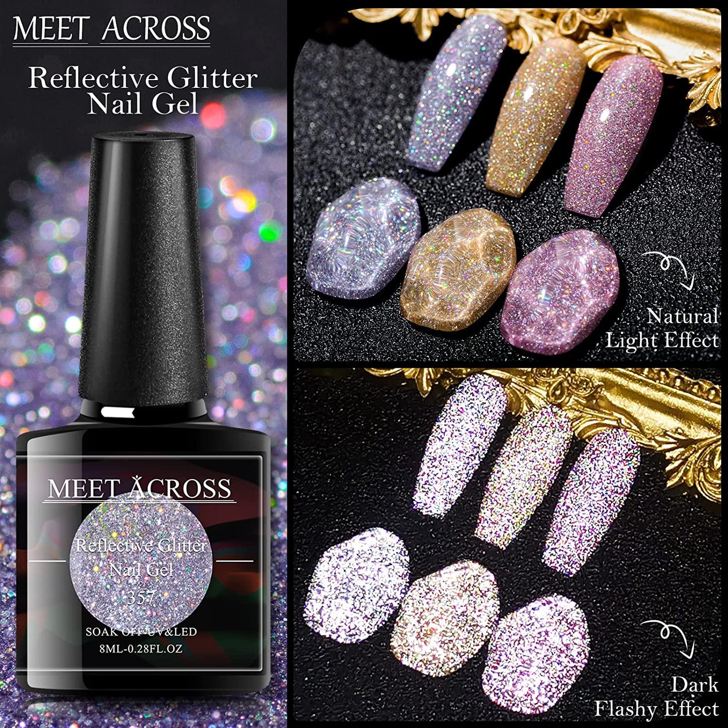 MEET ACROSS Reflective Glitter Gel Polish 3 Colors Gel Polish Kit