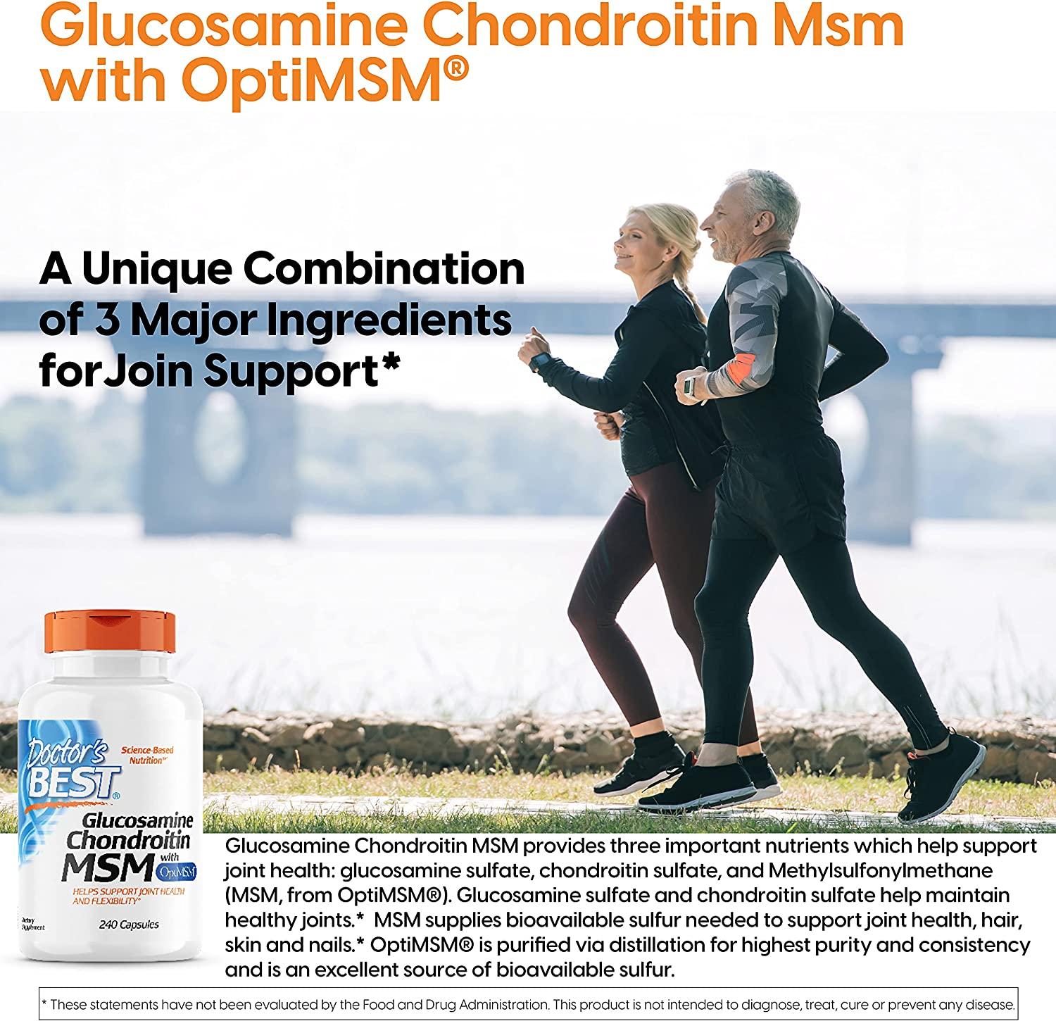 Doctor's Best Glucosamine Chondroitin MSM Capsules - Joint Support, Non ...