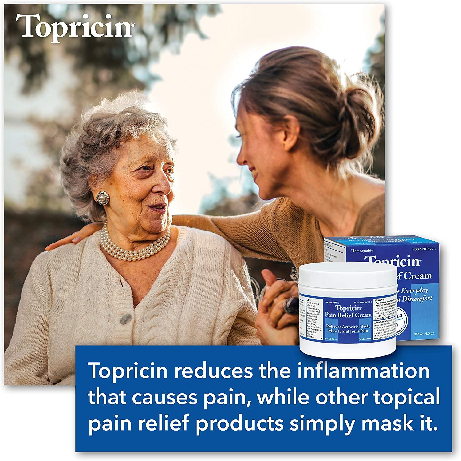 Topricin Pain Relief Cream Fast Acting 4 oz Pain Relieving Rub
