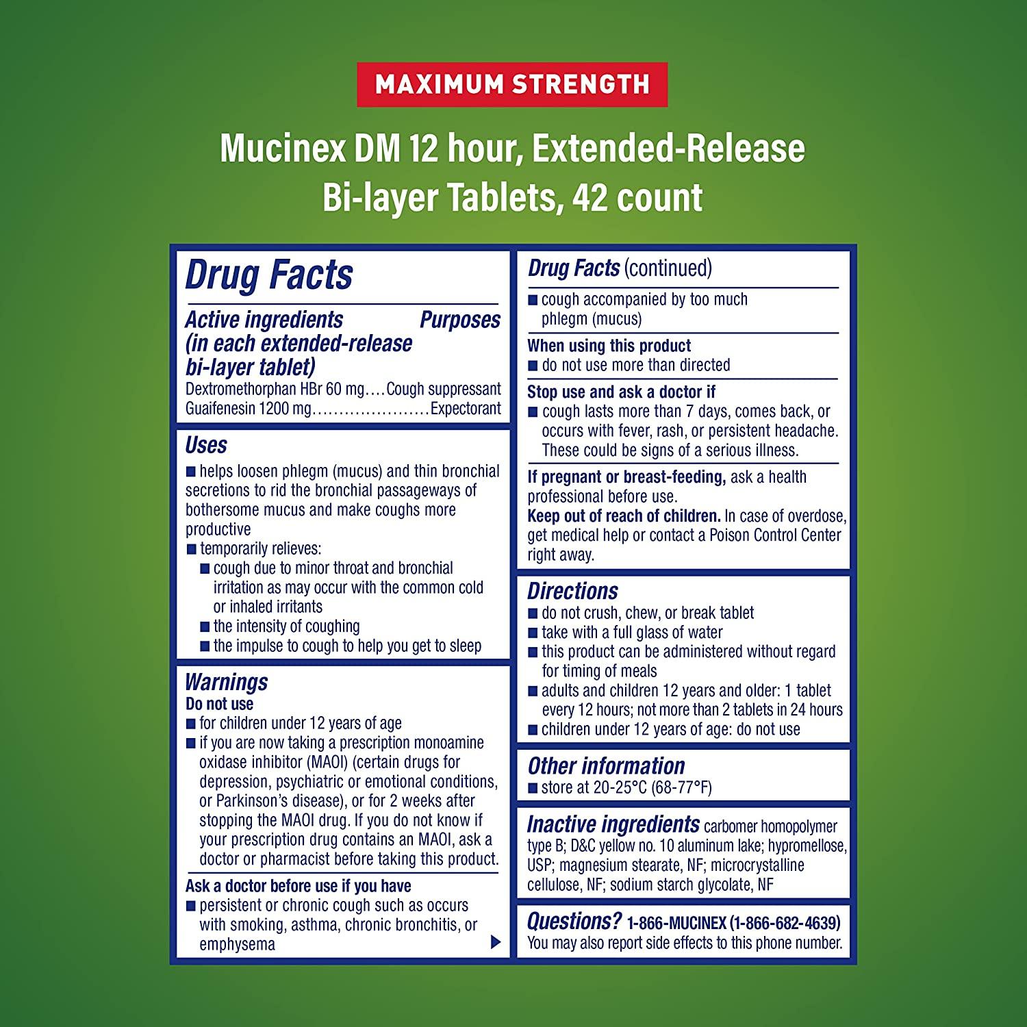 Cough Suppressant and Expectorant,Mucinex DM Maximum Strength 12