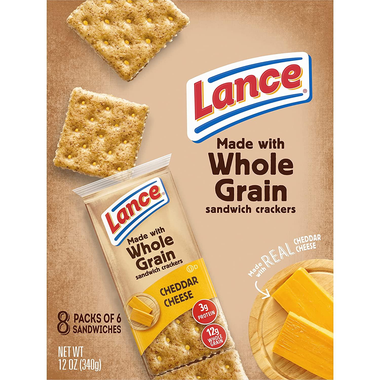 Lance Sandwich Crackers, Whole Grain Cheddar Cheese, 8 Ct Box