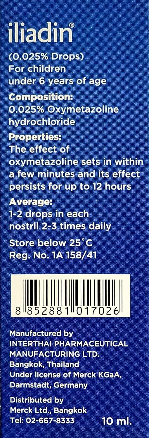 Iliadin Pedriatric Nasal Decongestant 0.025 Drops (New Look 0.34