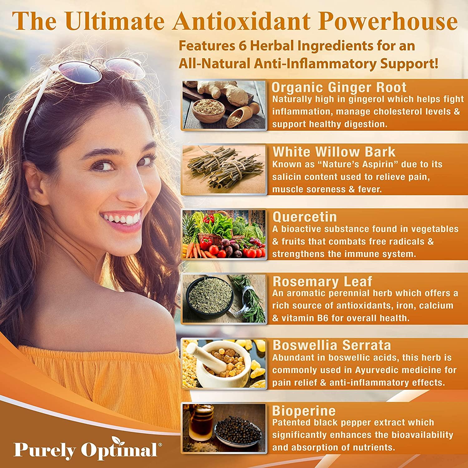 PURELY OPTIMAL Premium Turmeric Curcumin with Bioperine 2400MG 90