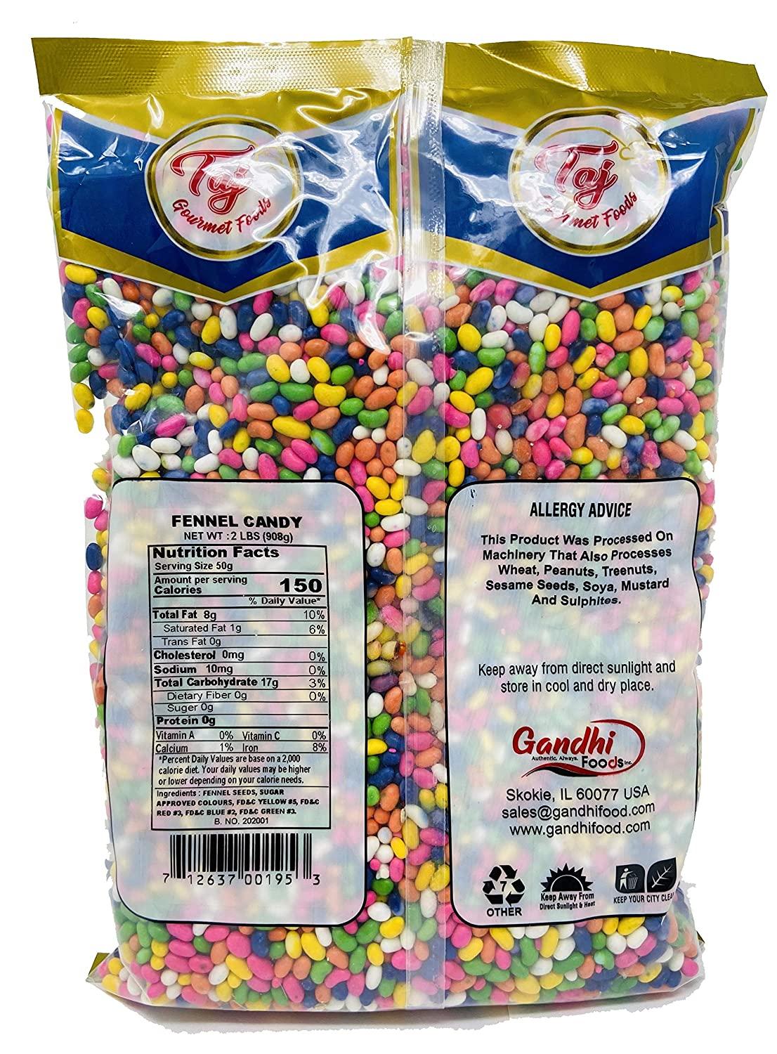 TAJ Fennel Candy Sugar Coated Fennel Seeds (Saunf) (2Pounds) 2 Pound