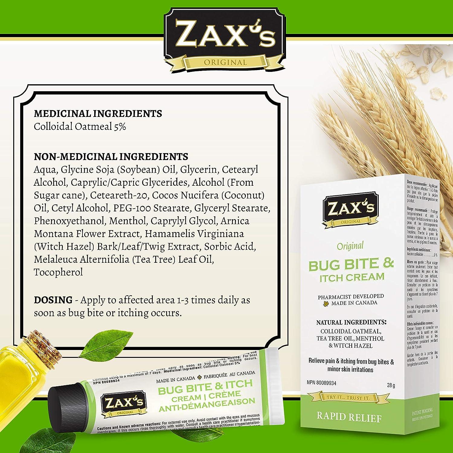 Zax's Original Bug Bite & AntiItch Cream Mosquito Bite Relief with
