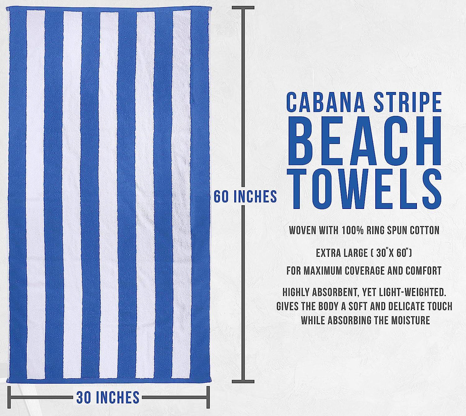 100% Cotton Jumbo Cabana Stripe Beach Towel By Utopia Towel – Utopia Deals