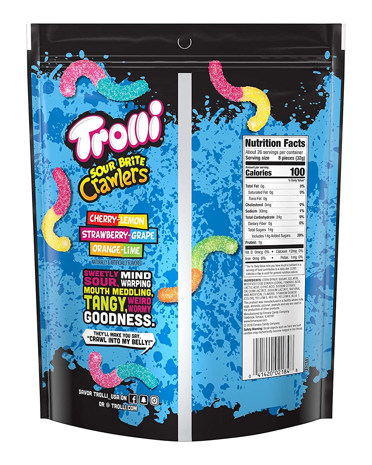Trolli Sour Brite Crawlers Gummy Worms 28.8 Ounce Cherry Lemon