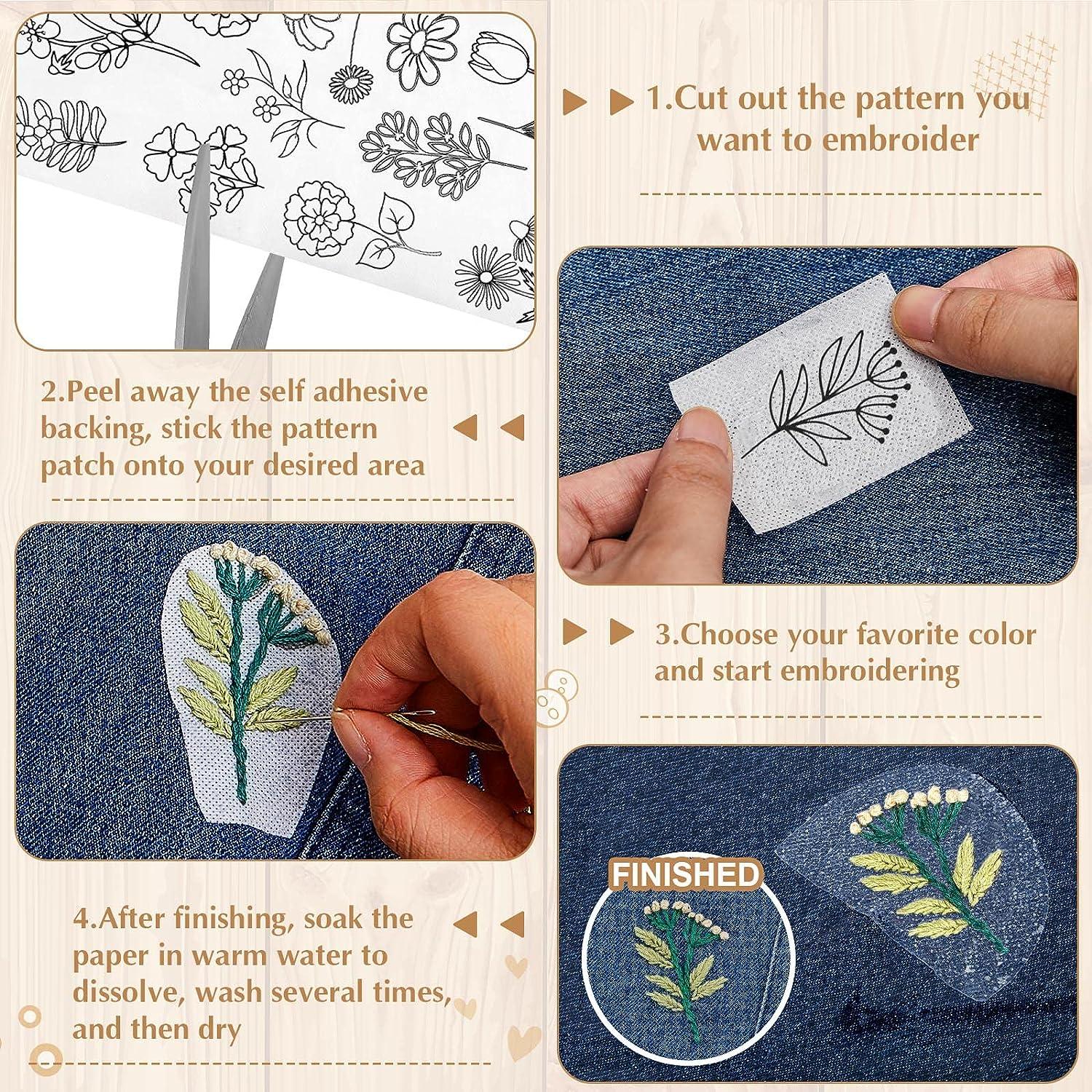  Jacsunco 50 Pcs Water Soluble Hand Sewing Stabilizers Wash Away  Stabilizer for Embroidery Fabric Embroidery Stabilizers with Pre-Printed  Leaves Pattern Transfers for Embroidery Hand Sewing Lover
