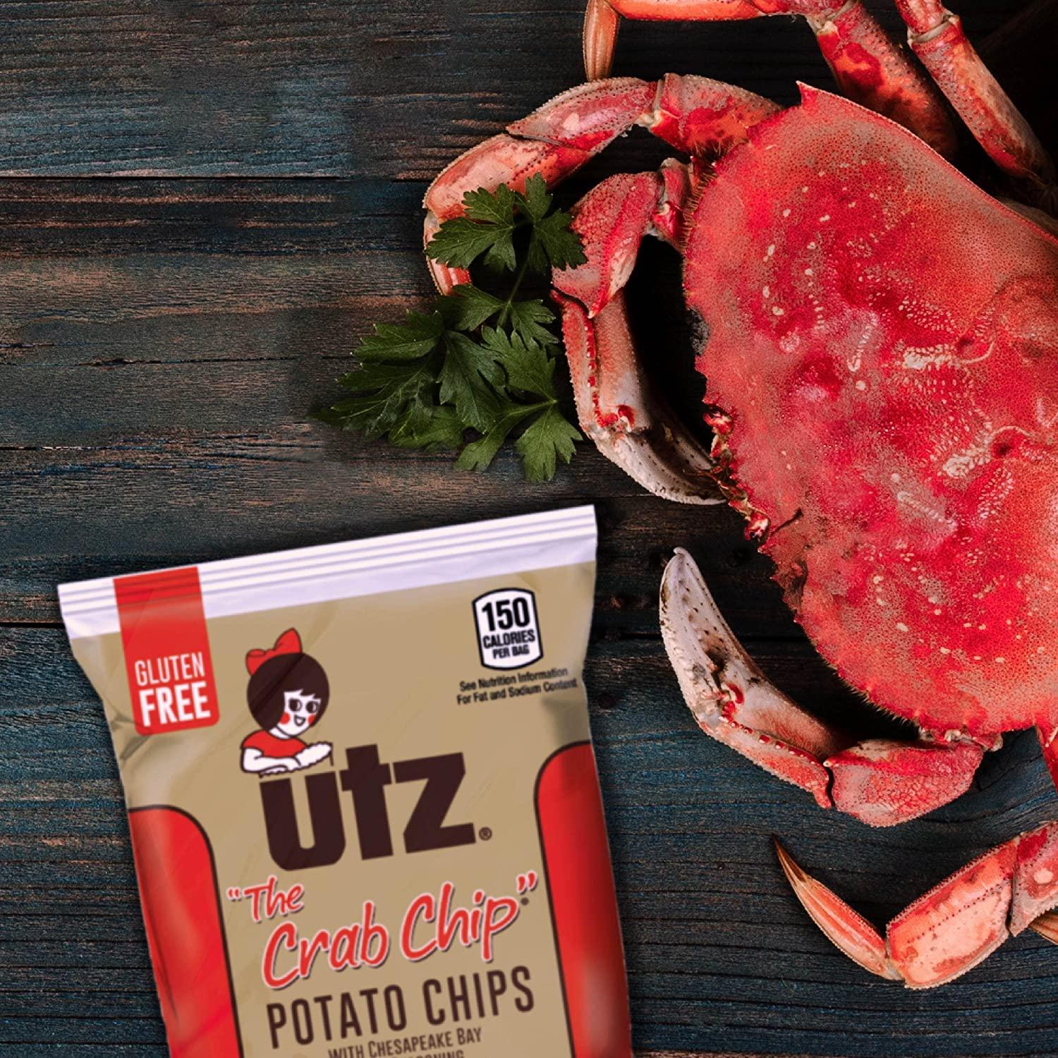 Utz Crab Potato Chips 42 Ct TransFat Free, 1 oz Individual Snacks