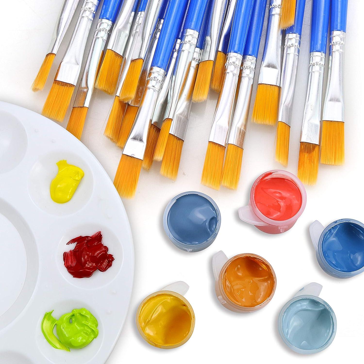 AROIC Acrylic Paint Brush Set, 2 Packs / 20 Pcs Nylon Hair Brushes for All Purpose Oil Watercolor Painting Artist Professional Kits