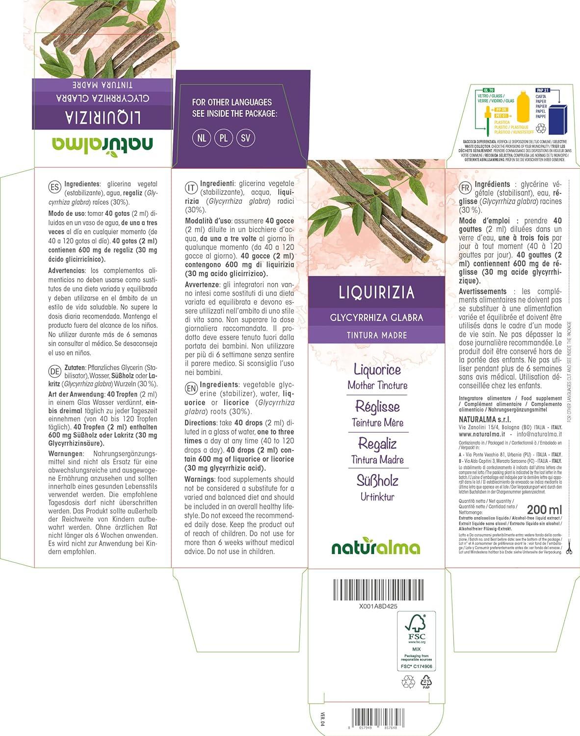 Liquorice or Licorice (Glycyrrhiza glabra) Roots AlcoholFree Mother