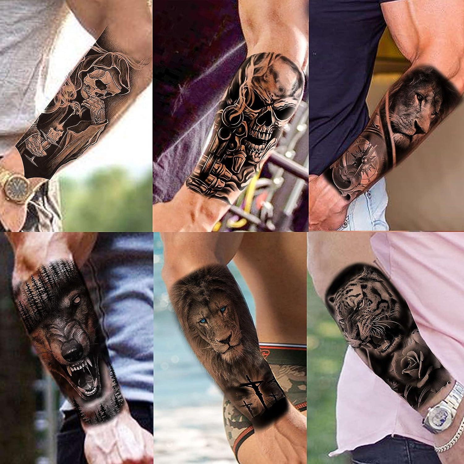 3D The Canvas Arts Temporary Tattoo Waterproof For Men Women Wrist Arm Hand  Thighs Tattoo TBS-8405(Lion Face Tattoo) Size 19X12cm : Amazon.in: Beauty