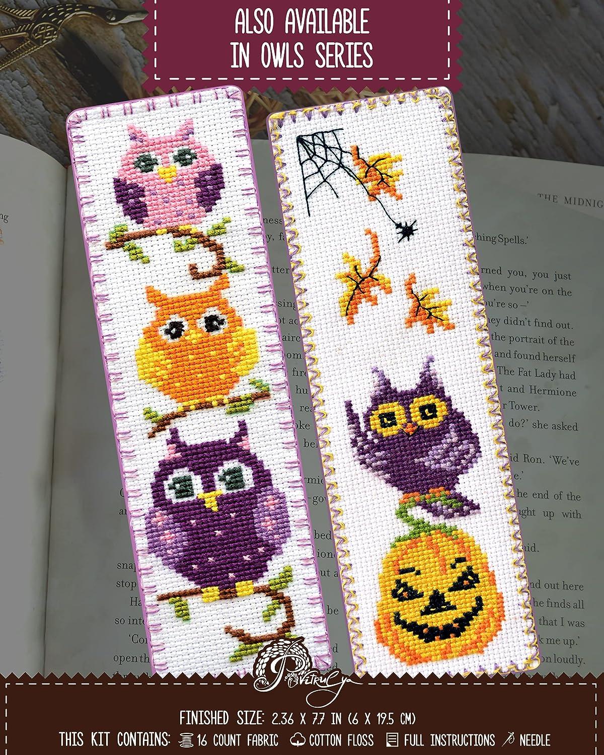 Povitrulya 'boooooks' counted cross stitch bookmark kit for adults - diy  embroidery book marker set with paper