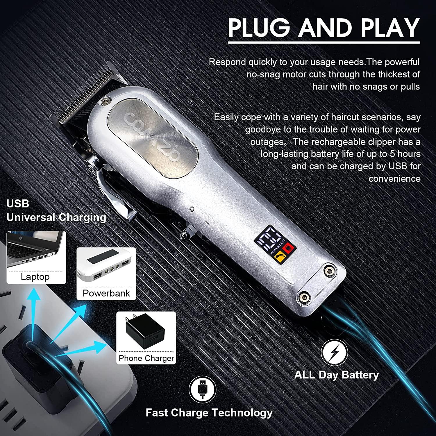 COMZIO Professional Cordless Hair Clippers for Men Rechargeable Beard