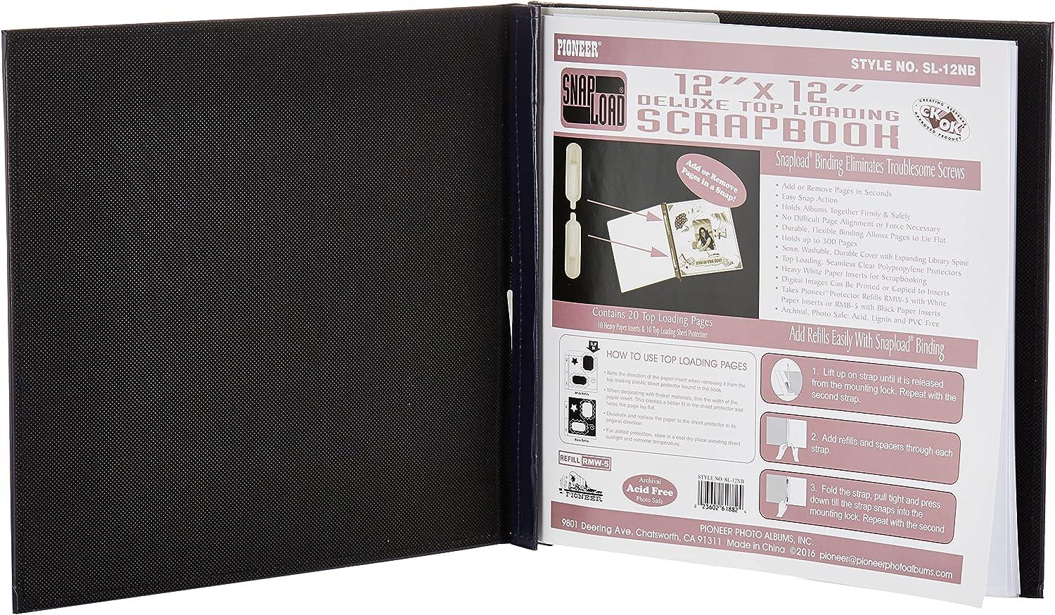12 X 12 3-Ring Binder Scrapbook/Photo Album Sewn Leatherette Blue w/photo  pages
