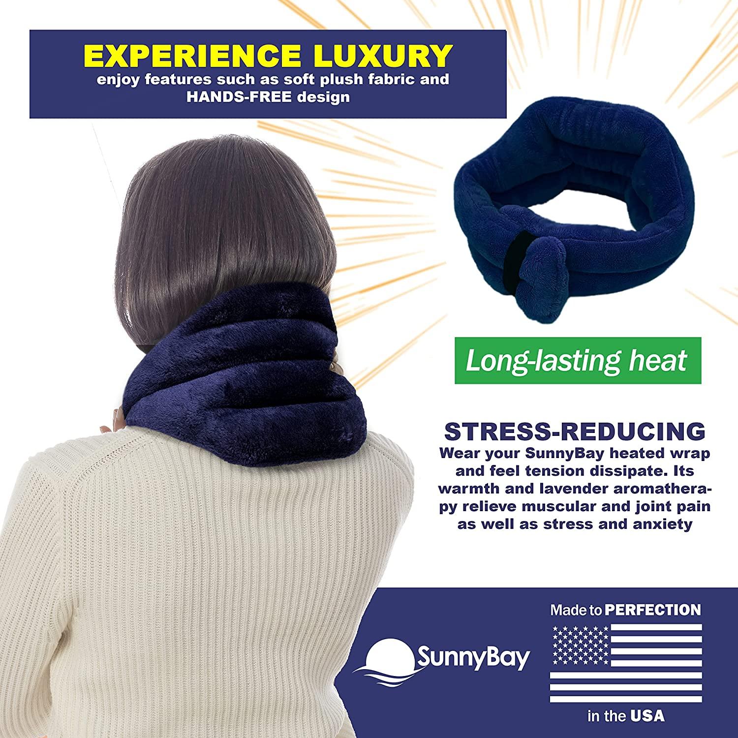 Sunny Bay Microwave Heating Pad, Microwavable Heated Neck Pillow for Moist Hot or Cold Therapy, Heated Neck and Shoulder Wrap with Wheat Filling and