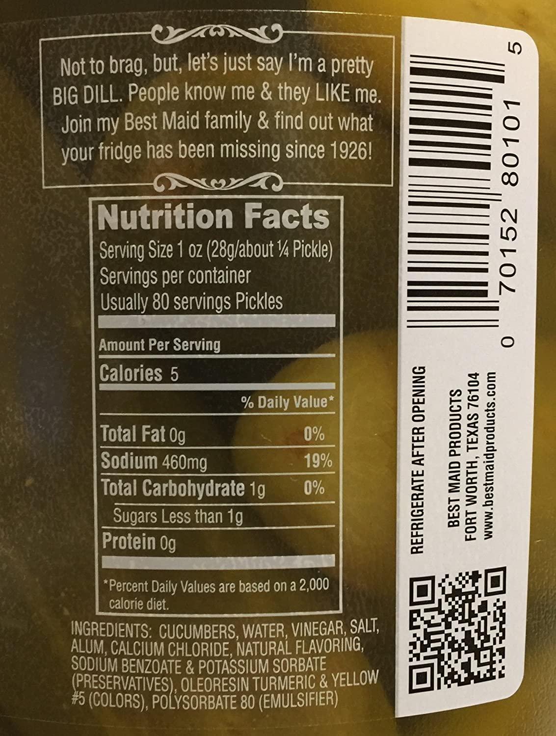 Best Maid Dill Pickles, 1822 ct, 128 oz 128 Fl Oz (Pack of 1)